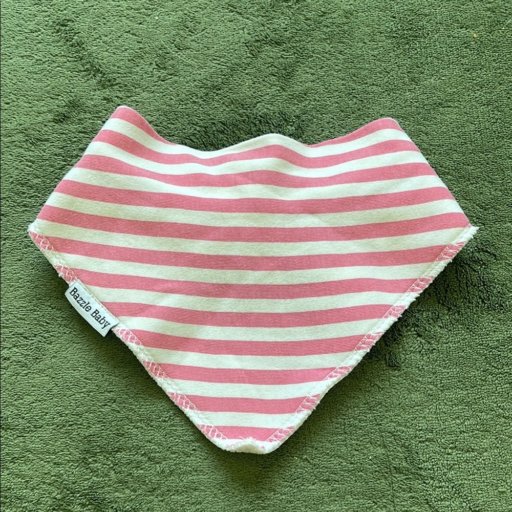 Bazzle Baby Pink and White Striped Bib